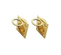 QCAA Solid Brass Flush Ring Pull, 36.5 x45 mm, Polished Brass US3, 2 Pack, Made in Taiwan