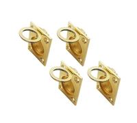 QCAA Solid Brass Flush Ring Pull, 36.5 x45 mm, Polished Brass US3, 4 Pack