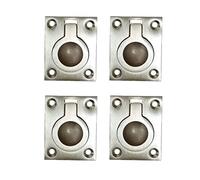 QCAA Solid Brass Flush Ring Pull, 36.5 x45 mm, Satin Nickel, 4 Pack, Made in Taiwan