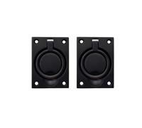QCAA Solid Brass Large Heavy Rectangular Recessed Flush Ring Pull, 3-5/16"x 2-7/16", Classic Bronze, Made in Taiwan, 2 Pack