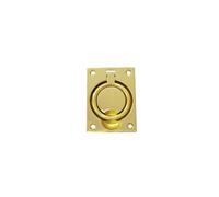 QCAA Solid Brass Large Heavy Rectangular Recessed Flush Ring Pull, 3-5/16"x 2-7/16", Polish Brass, Made in Taiwan, 1 Pack