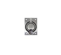 QCAA Solid Brass Large Heavy Rectangular Recessed Flush Ring Pull, 3-5/16"x 2-7/16", Satin Nickel, Made in Taiwan, 1 Pack