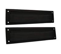 QCAA Solid Brass Mail Slot, with Solid Brass Interior Back Plate, 13" x 3.625", Matte Black, 1 Pack, Made in Taiwan
