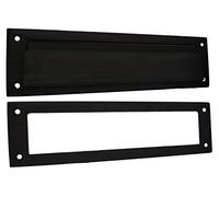 QCAA Solid Brass Mail Slot, with Solid Brass Interior Frame, 13" x 3.625", Matte Black, 1 Pack, Made in Taiwan