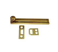 QCAA Solid Brass Surface Bolt, 4", Polished Brass, 1 Pack, Made in Taiwan