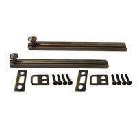QCAA Solid Brass Surface Bolt, 6", Brushed Antique Brass, 2 Pack, Made in Taiwan
