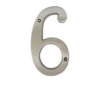 QCAA Traditional Forged Brass House Number 6, 6", Brushed Satin Nickel, 1 Pack