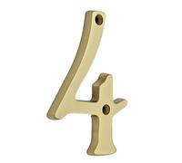 QCAA Traditional Heavy Forged Brass House Number, 6", Polished Brass Lacquered, 4, 1 Pack, Made in Taiwan