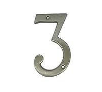 QCAA Traditional Heavy Solid Brass House Number 3, 6", Matte Nickel, 1 Pack, Made in Taiwan
