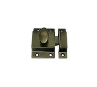QCAA Traditional Large Oval Turn Cabinet Latch, Solid Brass, 2", for Cupboard & Other Furniture, Brushed Antique Brass, 1 Pack, Made in Taiwan