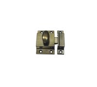 QCAA Traditional Large Oval Turn Cabinet Latch, Solid Brass, 2", for Cupboard & Other Furniture, Brushed Antique Brass, 1 Pack, Made in Taiwan