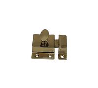 QCAA Traditional Large Oval Turn Cabinet Latch, Solid Brass, 2", for Cupboard & Other Furniture, Polished Brass, 1 Pack, Made in Taiwan