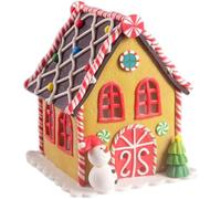 QCBF Christmas Gingerbread House Handmade Ceramic Village House Decorated with LED Lights