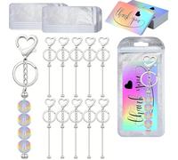 Qcbuegof 10-Piece Key Chain Kits Wedding Communications Confirmation Gift Heart Shape Bead Key for Creative Project Heart Keyings for Women