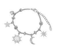 [Qcbuegof] 16cm+4cm Extender Chain Women Accessories Sun Moon Inspirational Fashion Detail Diamond Stainless Steel Sun Moon, 銀, As described, No Gemstone