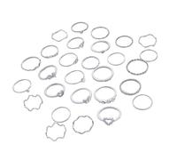 [Qcbuegof] 28 Pieces Love Heart Wave Ring Set Elegant Design for Fashion Women and Rhinestone Wear Party Rings