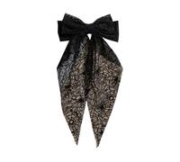 Qcbuegof Bat Hair Clip For Women Halloween Cosplay Sweet Headgear Embroidered Tulle Veil Bowknot Hair Decoration Bat Embroidery Lace Hairpin