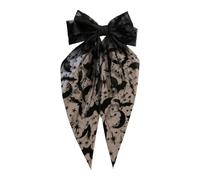 Qcbuegof Bat Hair Clip For Women Halloween Cosplay Sweet Headgear Embroidered Tulle Veil Bowknot Hair Decoration Bat Embroidery Lace Hairpin