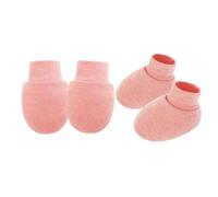 Qcbuegof Breathable Cotton Babies and Foot Covers with Elastic Cuffs, Not a Slip Design for Newborns, Sensitive Skin Care, Baby Rice, Shrimp Powder, One Size