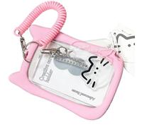 Qcbuegof Cat Ear Card Case Beautiful Bus Card Protector Covers Key Ring Pendant Beautiful Photo Card Holder Blankets Cats Ear Bus Noise Clear Photo, a