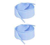 [Qcbuegof] Checkered Shoelaces Soft Polyester Shoelaces Replacement Anti-Slip Sneakers for Athletic and Casual Shoes Korea Colorful Grid, blue, L~XL A