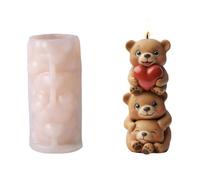 Qcbuegof Children's Friendly Stackable Bears Silicone Candle Mould Safe Materials Craft Set for Soap Plasters Art Creation Food Silicone Making Moulds