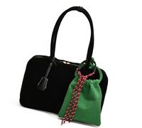 Qcbuegof Classic Faux Sutedes Leather Shoulder Bag with Purse Enough Space Zip Handbag for Office Pendants and Short Breaks Fashionable PU Leather Handbag, black, Eine Größe