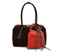 Qcbuegof Classic Faux Sutedes Leather Shoulder Bag with Purse Enough Space Zip Handbag for Office Pendants and Short Breaks Fashionable PU Leather Handbag, coffee, Eine Größe