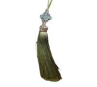 Qcbuegof Delicate Handwoven Chinese Knot Pendant Tassels Pendant Charm for Traditional Culture Enthusiasts and Unique Gifts Home Decor Accessory, Amy Green, One Size