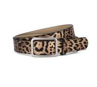 Qcbuegof Elegant Silver Buckle Belt Adjustable Thin Strap Synthetic Leather Waistband for Dress Belt for Jeans and Coats, Leopard print cafe, One Size