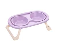 Qcbuegof Ergonomic Pet Feeding Station with Base Multiple Heights and Easy to Clean Bowls Pastel Coloured Double Bowl Feeder Made of Stainless Steel