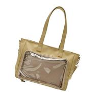 Qcbuegof Fashion Transparent Handbag for Girls Practical PU Shoulder Bag with Large Capacity Storage for Everyday Essential Anime Crossbody Bag, khaki, Eine Größe