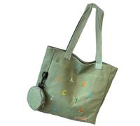 Qcbuegof Fashion Women's Letop Bag for Women for Lessons and Daily Commuting with Ample Space Large Shoulder Handbag Book Bag Canvas Shoulder Bag, Green, Eine Größe
