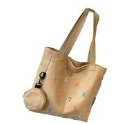Qcbuegof Fashion Women's Letop Bag for Women for Lessons and Daily Commuting with Ample Space Large Shoulder Handbag Book Bag Canvas Shoulder Bag, khaki, Eine Größe