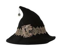Qcbuegof Halloween Party Witch Hats Equipment Golden Lace Lace Hat Cosplay Accessory Unique Witch Hat Bucket Halloween Witch Hat