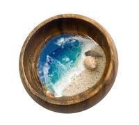Qcbuegof Handmade Resin Oceans Bowls with Realistic Miniature Beach Scene Turtle Shell Starfish for Home Office Decoration Coast Theme Decorative Table Tableware