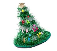 Qcbuegof Holiday Party Accessory Christmas Tree Hat with Decorative Star and Lane Shimmer