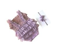 Qcbuegof Lace Romper Bowknot Hairband Outfit Baby Photo Shooting Clothing Fashion Photography Props for Newborn Photo Shoot Costume Soft and Breathable Newborn Clothing
