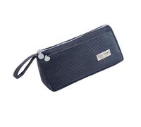 Qcbuegof Large Capacity Corduroy Pencil Case Double Layer Bag Travel Make Up Storage for Girls Women School Office Travel Ball Bag, Blue