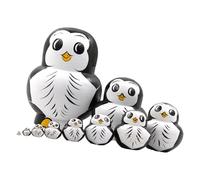 Qcbuegof Matryoshka Russian Nesting Dolls Set of 10 Hand-Painted Wooden Figures Decorative Penguins Craft for Display Dolls Russian Nesting Doll Set