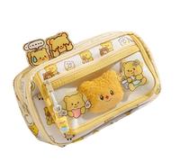 Qcbuegof Multipurpose Pen Case, Large Capacity Pen Bag with Bear Sticker, Self-Adhesive Note Paper, Bears Keybear Paper, Clamp, Keychain Clip Accessories, b