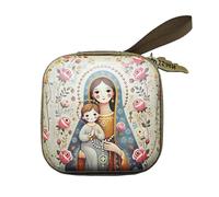 Qcbuegof Multipurpose Plastic Prayer Rosary Storage Bag Portable Square Case for Temple Church Spiritual Gatherings Fashion Double Prints Bead Carrier