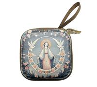 Qcbuegof Multipurpose Plastic Prayer Rosary Storage Bag Portable Square Case for Temple Church Spiritual Gatherings Fashion Double Prints Bead Carrier