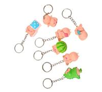Qcbuegof Pack of 7 Pig Pendant Keychains Three-Dimensional Pig Height Shape Keyring Accessory Stylish Charm Handbag Decoration Novelty Pig Toy