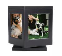 Qcbuegof Pet Memory Cremation Box with Rotating Photo Frame Wooden Dog Funeral Box Home Decorations for Various Pet Keepsakes Pet Remembrance Decorations