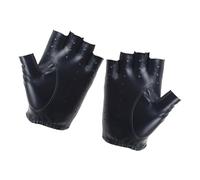 Qcbuegof PU Leather Gloves for Women Men Fingerless Cycling Motorcycle Driving Gloves Black Half Finger Sports Gloves Weight Lifting Sports Half Finger Gloves