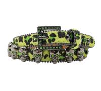 Qcbuegof Punk PU Waist Belt Heavy Duty Rivets Hip Hop Skull Belt Waistband Glinting Buckle With Encrusted Rhinestones Rhinestones For Women Dress Girls Wedding