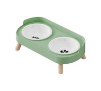 Qcbuegof Raised Ceramic Pet Bowls with Dishwasher Safe Food Container Double Bowl Feed for Multiple Indoor Use Scratch-Resistant Ceramic Bowl