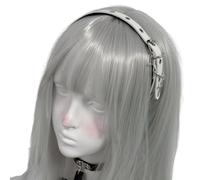 [Qcbuegof] Retro Punk Crossed Leather Headband for Women Cosplay PU 2000s Dark Hair Accessories Hot Girl Punk Grommet Headband