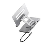 Qcbuegof Rotation Type C Dock Stand for Tablets PD100W Charge Gigabit Network Connection 3 5 mm Slip Proof Silicone Pad Cooling Design Aluminium Alloy Portable USB Adapter